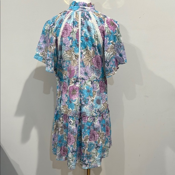 Karlie Size 2 Blue and Pink Tiered Sundress with Flutter Sleeves - Picture 6 of 16